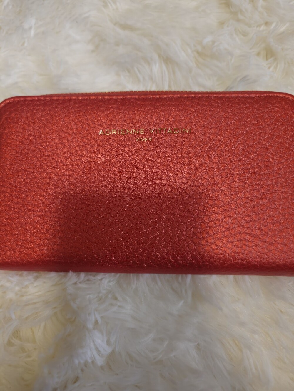 Adrienne Vittadini Red Zip Wallet with Gold-Tone Zip Pull